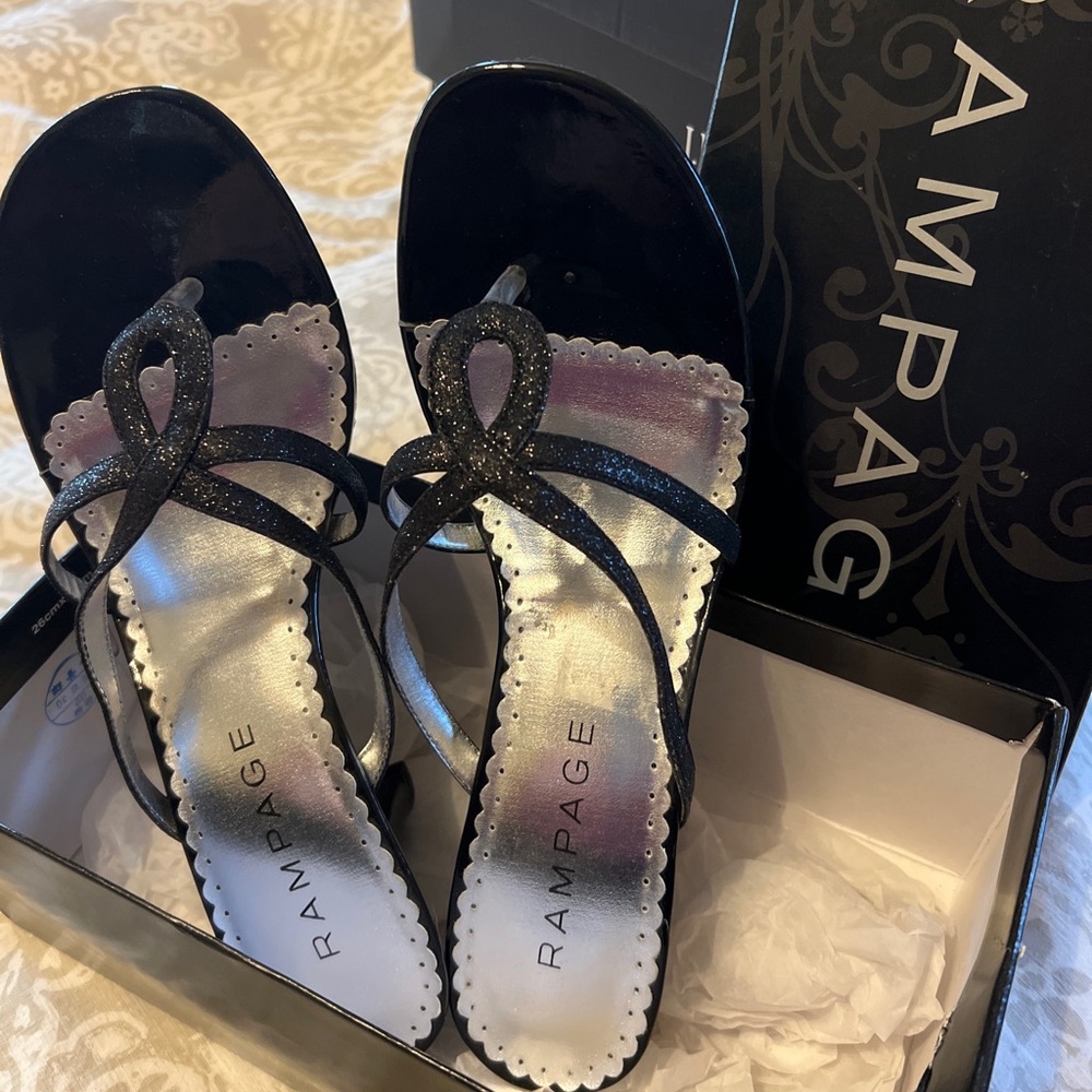 Rampage 9.5 M Moira Black Sparkle Kitten Heels